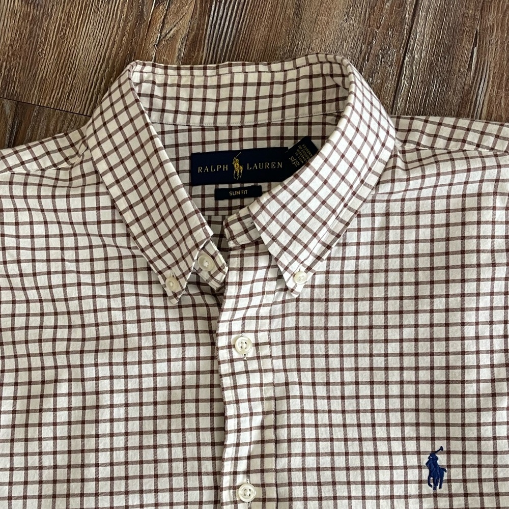 Men’s Ralph Lauren Gingham Oxford Slim Fit Shirt sz XL